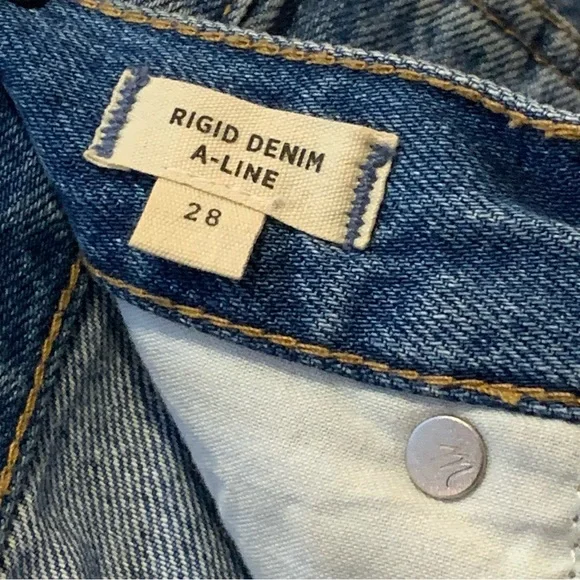 NWT Madewell Denim Dolphin-Hem Rigid Denim A-Line Blue Jean Mini Skirt 28 $79.50 - Picture 10 of 12